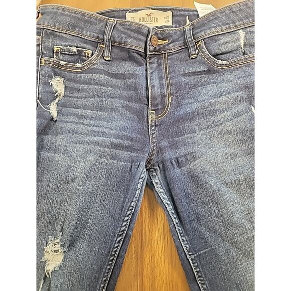 Hollister Mid Rise Super Skinny Jeans Size 7S Short 28x26 Distressed EUC - Picture 4 of 8